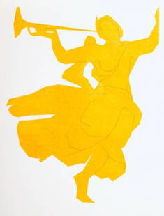 André Beaudin, Femme à la Trompette, Regards sur Paris, Limited Edition Lithograph: Lithograph on v&#233;lin d&#8217;Arches paper. Paper size: 15.5 x 12 inches. Excellent condition. Inscription: unsigned and unnumbered, as issued. Notes: from the folio, Regards sur Paris, 1962. Publi