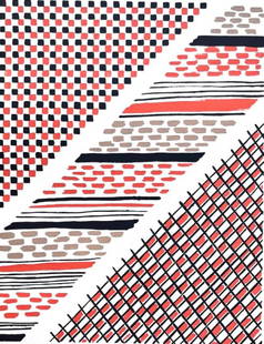 Sonia Delaunay, Planche No. 13, Compositions, couleurs, idées: Sonia Delaunay, Limited Edition: Colour stencil with dense gouache inks on vélin paper. Unsigned and unnumbered with printed title-heading designed by Delaunay, upper left, as issued. Paper Size: 12.625 x 9.625 inches. Excellent