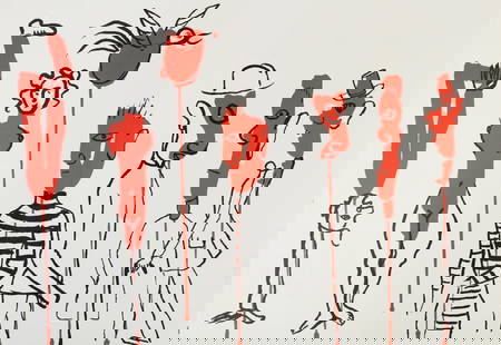Alexander Calder, Composition, Derrière le miroir, Limited Edition Lithograph: Lithograph on vélin paper. Paper Size: 15 x 22 inches. Excellent condition, with centerfold, as issued. Inscription: Unsigned and unnumbered, as issued. Notes: From Derrière le miroir, N