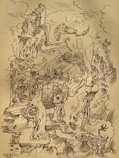 André Masson, Métamorphoses, Masson Dessins, Limited Edition Lithograph: Lithograph on v&#233;lin du Lana Papiers Sp&#233;ciaux paper. Inscription: unsigned and unnumbered. Paper Size: 12.5 x 9.75 inches. Excellent condition. Notes: From the volume, Masson Dessins, 1951. P