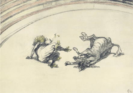Henri de Toulouse-Lautrec, Clownesse et cheval, The Circus by Toulouse-Lautrec, Limited Edition: Lithograph on v&#233;lin paper. Unsigned and unnumbered. Paper Size: 12.125 x 9.25 inches. Excellent condition. Notes: From the album, The Circus by Toulouse-Lautrec, 1952. Published the Paris Book Ce