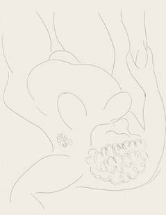 Henri Matisse, Une négresse par le démon..., Poésies, Limited Edition Lithograph: Lithograph on papier bouffant des Papeteries de Casteljoux paper. Paper Size: 11.24 x 8.46 inches. Excellent condition. Unsigned and unnumbered, as issued. Notes: From the folio, Poésies de St