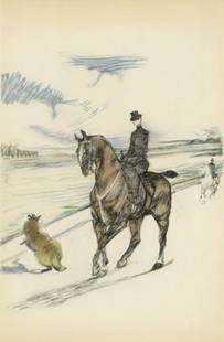 Henri de Toulouse-Lautrec, Amazone, The Circus by Toulouse-Lautrec, Limited Edition Lithograph: Lithograph on v&#233;lin paper. Unsigned and unnumbered. Paper Size: 12.125 x 9.25 inches. Excellent condition. Notes: From the album, The Circus by Toulouse-Lautrec, 1952. Published the Paris Book Ce