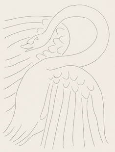 Henri Matisse, Le Cygne (The Swan), Poésies, Limited Edition Lithograph: Lithograph on papier bouffant des Papeteries de Casteljoux paper. Unsigned and unnumbered, as issued. Good condition. Notes: From the folio, Po&#233;sies de St&#233;phane Mallarm&#233;, Eaux-fortes or