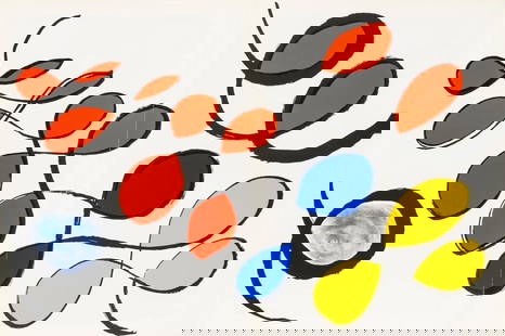 Alexander Calder, Composition, Derrière le miroir, Limited Edition Lithograph: Lithograph on v&#233;lin paper. Paper Size: 15 x 22 inches. Excellent condition, with centerfold, as issued. Inscription: Unsigned and unnumbered, as issued. Notes: From Derri&#232;re le miroir, N&#17