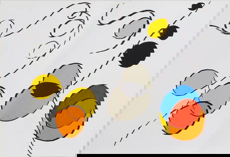 Alexander Calder, Composition, Derrière le miroir, Limited Edition Lithograph: Lithograph on v&#233;lin paper. Paper Size: 15 x 22 inches. Excellent condition, with centerfold, as issued. Inscription: Unsigned and unnumbered, as issued. Notes: From Derri&#232;re le miroir, N&#17