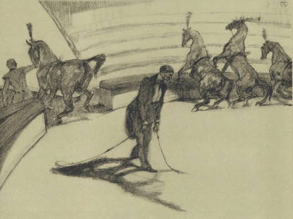 Henri de Toulouse-Lautrec, Chevaux en liberte, The Circus by Toulouse-Lautrec, Limited Edition: Lithograph on v&#233;lin paper. Unsigned and unnumbered. Paper Size: 12.125 x 9.25 inches. Excellent condition. Notes: From the album, The Circus by Toulouse-Lautrec, 1952. Published the Paris Book Ce