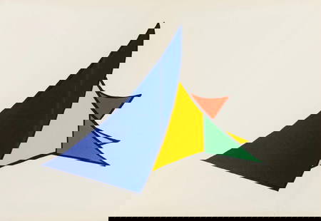 Alexander Calder, Composition, Derrière le miroir, Limited Edition Lithograph: Lithograph on v&#233;lin paper. Paper Size: 15 x 22 inches. Excellent condition, with centerfold, as issued. Inscription: Unsigned and unnumbered, as issued. Notes: From Derri&#232;re le miroir, N&#17