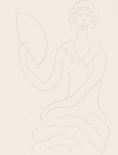 Henri Matisse, Eventail de Madame Mallarmé (Madame Mallarmé's Fan), Poésies, Limited: Lithograph on papier bouffant des Papeteries de Casteljoux paper. Paper Size: 11.24 x 8.46 inches. Excellent condition. Unsigned and unnumbered, as issued. Notes: From the folio, Po&#233;sies de St&#2