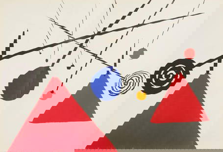 Alexander Calder, Composition, Derrière le miroir, Limited Edition Lithograph: Lithograph on v&#233;lin paper. Paper Size: 15 x 22 inches. Excellent condition, with centerfold, as issued. Inscription: Unsigned and unnumbered, as issued. Notes: From Derri&#232;re le miroir, N&#17