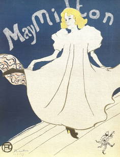 Henri de Toulouse-Lautrec, May Milton, TLautrec, Philadelphia Museum of Art, Limited Edition: Lithograph and stencil on v&#233;lin paper. Unsigned and unnumbered. Paper Size: 17 x 13 inches. Excellent condition. Notes: From the folio, TLautrec, A Portfolio Of Twelve Reproductions of Lithograph
