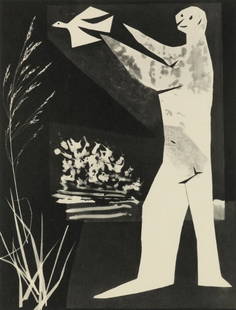 Pablo Picasso, Composition (Bloch 112; Kibbey 1466; Goeppert 115), Diurnes DĂ©coupages et: Phototype and stencil on vélin d’Arches paper. Unsigned and unnumbered, as issued. Paper Size: 15.625 x 11.75 inches. Excellent condition. Notes: From the folio, Diurnes Découpages et