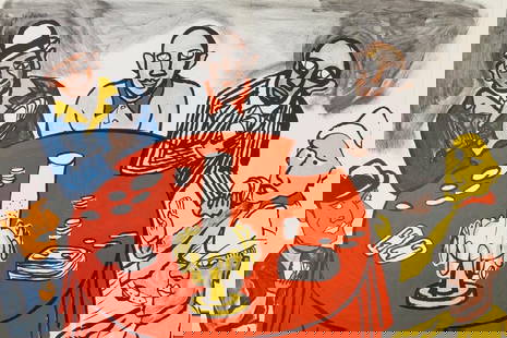 Alexander Calder, Composition, Derrière le miroir, Limited Edition Lithograph: Lithograph on v&#233;lin paper. Paper Size: 15 x 22 inches. Excellent condition, with centerfold, as issued. Inscription: Unsigned and unnumbered, as issued. Notes: From Derri&#232;re le miroir, N&#17