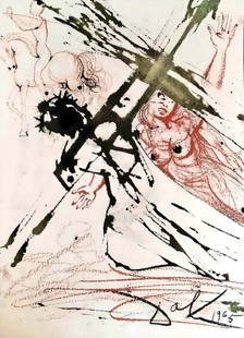 Salvador Dali, Composition (Michler/Löpsinger 1600; Field 69-3), Biblia Sacra, Limited Edition: Lithograph in colors on Fabriano hand-made, rag, cream laid paper. Paper Size: 19.375 x 14.375 inches. Excellent condition. Inscription: Unsigned and unnumbered, as issued. Catalogue Raisonne Referenc