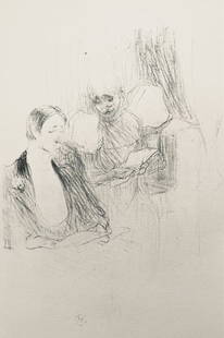 Henri de Toulouse-Lautrec, Composition, Yvette Guilbert vue par Toulouse-Lautrec, Limited Edition: Lithograph and stencil on v&#233;lin de Rives BFK paper. Unsigned and unnumbered. Paper Size: 15 x 11.25 inches. Excellent condition. Notes: From the folio, Yvette Guilbert vue par Toulouse-Lautrec, 1