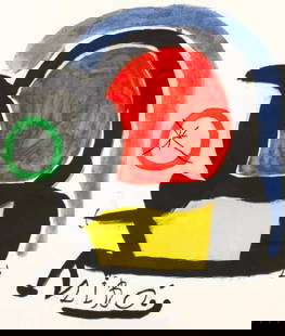Joan Miró, Composition (Mourlot 686), El tapís de Tarragona, Limited Edition Lithograph: Lithograph on vélin papel Guarro con filigrana paper. Paper size: 29.29 x 22.087 inches. Excellent condition. Unsigned and unnumbered, as issued. Notes: published in 1970 to promote the folio, Ta