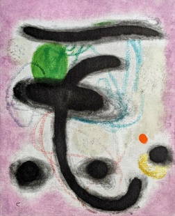 Joan Miró, Composition (Cramer 105), Femmes, Limited Edition Héliogravure: H&#233;liogravure on v&#233;lin d&#8217;Arches paper. Paper size: 22.0079 x 17.8 inches. Excellent condition. Unsigned and unnumbered, as issued. Notes: From the folio, Joan Mir&#243;, Femmes, 1965. P