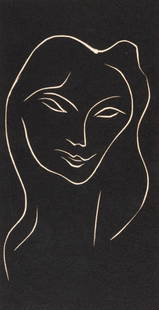 Henri Matisse, Tête de Femme (Duthuit 21), Le Poème pulvérisé, Limited Edition: Linocut on v&#233;lin pur fil Johannot a la forme paper. Paper size: 10.24 x 7.48 inches. Excellent condition. Inscription: signed in pencil and unnumbered, as issued, from the edition of 50. Notes: F