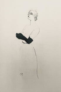 Henri de Toulouse-Lautrec, Composition, Yvette Guilbert vue par Toulouse-Lautrec, Limited Edition: Lithograph and stencil on v&#233;lin de Rives BFK paper. Unsigned and unnumbered. Paper Size: 15 x 11.25 inches. Excellent condition. Notes: From the folio, Yvette Guilbert vue par Toulouse-Lautrec, 1