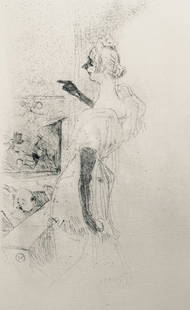 Henri de Toulouse-Lautrec, Composition, Yvette Guilbert vue par Toulouse-Lautrec, Limited Edition: Lithograph and stencil on v&#233;lin de Rives BFK paper. Unsigned and unnumbered. Paper Size: 15 x 11.25 inches. Excellent condition. Notes: From the folio, Yvette Guilbert vue par Toulouse-Lautrec, 1