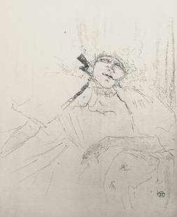 Henri de Toulouse-Lautrec, Composition, Yvette Guilbert vue par Toulouse-Lautrec, Limited Edition: Lithograph and stencil on v&#233;lin de Rives BFK paper. Unsigned and unnumbered. Paper Size: 15 x 11.25 inches. Excellent condition. Notes: From the folio, Yvette Guilbert vue par Toulouse-Lautrec, 1