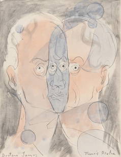Francis Picabia, Composition, Le Peseur d'Ă¢mes (The Weigher of Souls), Limited Edition: Lithograph and stencil on vélin d'Arches paper. Inscription: Unsigned and unnumbered, as issued. Paper Size: 10.3125 x 8.75 inches. Excellent condition. Notes: From the volume, Le Peseur d'â