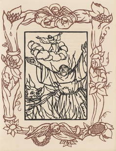 Émile Bernard, Composition (Morane, No. 100), Les Petites Fleurs de St. Françoise, Limited: Wood engraving on verg&#233; d'Arches paper. Paper size: 12.8125 x 9.8125 inches. Excellent condition. Unsigned and unnumbered, as issued. Notes: From the volume, Les Petites Fleurs de St. Fran&#231;o