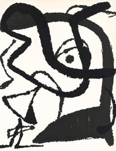 Joan Miró, Composition (Dupin 1292), Miró Graveur, Limited Edition Woodcut: Woodcut on v&#233;lin paper. Paper size: 12.5 x 9.75 inches. Excellent condition. Inscription: Unsigned and unnumbered, as issued. Notes: From the volume, mir&#243; graveur II. 1961-1973, 1989. Publis
