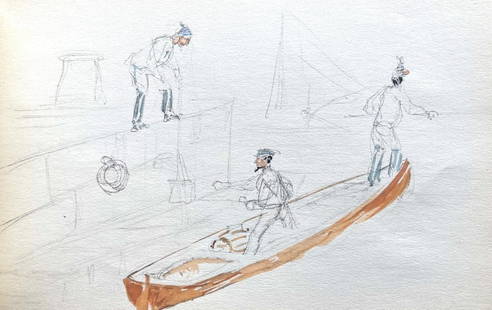 Henri de Toulouse-Lautrec, Composition, Toulouse-Lautrec, Album De Marine, Limited Edition: Lithograph and stencil on Papeteries de Rives paper. Paper size: 5.71 x 8.86 inches. Excellent condition. Inscription: Unsigned and unnumbered, as issued. Notes: From the album, Toulouse-Lautrec Album