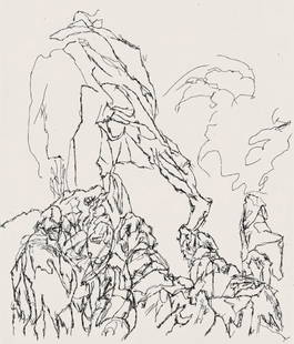 Jacques Villon, Composition (Ginestet/Pouillon 42-64), Hésiode, Les Travaux et les Jours,: Etching on v&#233;lin de Rives paper. Paper size: 15.75 x 12 inches. Excellent condition. Unsigned and unnumbered, as issued. Notes: From the folio, H&#233;siode, Les Travaux et les jours. Eaux-fortes