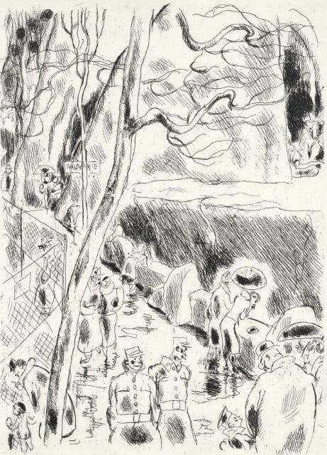 Gus Bofa, La Ménagerie du Jardin des Plantes, A La gloire à Paris, Limited Edition Etching: Etching on vélin Canson et Montgolfier paper. Unsigned and unnumbered. Paper Size: 13.5 x 10.5 inches. Excellent condition. Notes: From the folio, A La gloire à Paris, 1937. Published by L'I