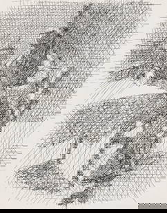 Jacques Villon, Composition (Ginestet/Pouillon 42-64), Hésiode, Les Travaux et les Jours,: Etching on v&#233;lin de Rives paper. Paper size: 15.75 x 12 inches. Excellent condition. Unsigned and unnumbered, as issued. Notes: From the folio, H&#233;siode, Les Travaux et les jours. Eaux-fortes