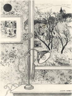 Jacques Maret, Composition, Alternance, Limited Edition Etching: Etching on v&#233;lin pur chiffon de Rives paper. Unsigned and unnumbered. Paper Size: 9.875 x 12.875 inches. Excellent condition. Notes: From the folio, Alternance, 1946. Published by Le Gerbier, Par