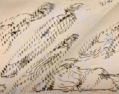 Eugène Delacroix, Composition, Trente et un Dessins et Aquarelles du Maroc, Limited Edition: Lithograph and stencil on fine v&#233;lin paper, mounted on archival mat-board, as issued. Mat-board size: 14.674 x 19.56 inches. Excellent condition. Unsigned and unnumbered, as issued. Notes: From t