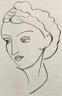 Henri Matisse, Lithographie I (Duthuit 20), Repli, Gravures de Henri Matisse, Limited Edition: Lithograph on vélin a la forme des papeteries d'Arches paper. Unsigned and unnumbered. Paper Size: 10 x 6.375 inches. Excellent condition. Notes: From the volume, Repli, Gravures de Henri Matisse