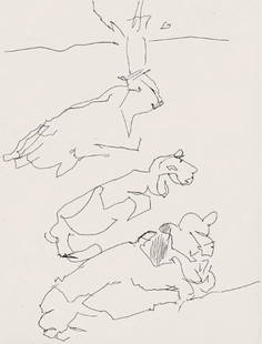 Jacques Villon, Composition (Ginestet/Pouillon 42-64), Hésiode, Les Travaux et les Jours,: Etching on v&#233;lin de Rives paper. Paper size: 15.75 x 12 inches. Excellent condition. Unsigned and unnumbered, as issued. Notes: From the folio, H&#233;siode, Les Travaux et les jours. Eaux-fortes