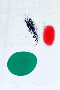Joan Miró, Composition, Derrière le miroir, Limited Edition Lithograph: Lithograph on v&#233;lin paper. Paper size: 15 x 11 inches. Excellent condition. Inscription: Unsigned and unnumbered, as issued. Notes: From volume, Derri&#232;re le miroir, N&#176; 125-126, 1961. Pu