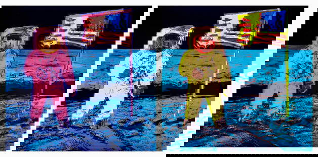 Andy Warhol, Moonwalk, Pink, Suite of Two, Official Limited Edition, Sunday B. Morning, Silkscreens: Official edition, Andy Warhol, Sunday B. Morning, suite of three silkscreens on museum boards. Paper Size: 38.5 x 38.5 inches, each. Excellent condition. Inscription: Numbered in pencil, &#8220;publis