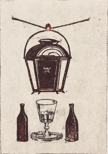 Max Ernst, Composition (Spies/Leppien 218), La Ballade du Soldat, Limited Edition Lithograph: Lithograph on vélin d'Arches paper. Paper size: 21.875 x 15 inches. Excellent condition. Unsigned and unnumbered, as issued. Notes: From the folio, La Ballade du Soldat, 34 Lithographies Original