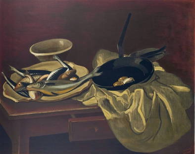 André Derain, Nature morte aux Poissons et a La Poêle, André Derain, Collection: Lithograph on v&#233;lin d'Arches paper. Inscription: Unsigned and unnumbered. Paper Size: 20 x 26 inches. Excellent condition.. Notes: From the folio, Andr&#233; Derain entre 1935 et 1949, V, Collect