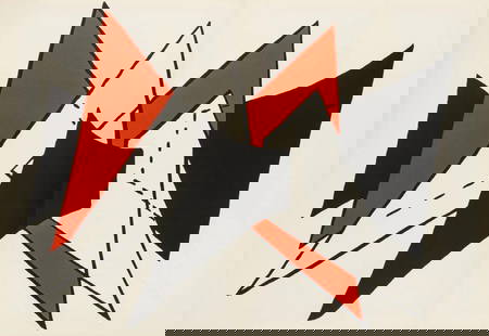 Alexander Calder, Composition, Derrière le miroir, Limited Edition Lithograph: Lithograph on v&#233;lin paper. Paper Size: 15 x 22 inches. Excellent condition, with centerfold, as issued. Inscription: Unsigned and unnumbered, as issued. Notes: From Derri&#232;re le miroir, N&#17