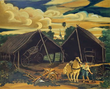 André Derain, Les deux hangars, André Derain, Collection Pierre Lévy, Limited Edition: Lithograph on v&#233;lin d'Arches paper. Inscription: Unsigned and unnumbered. Paper Size: 20 x 26 inches. Excellent condition. Notes: From the folio, Andr&#233; Derain entre 1935 et 1949, V, Collecti