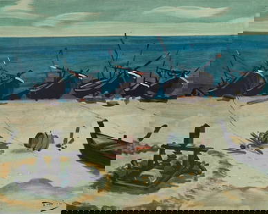 André Derain, Barques a Graveline, André Derain, Collection Pierre Lévy, Limited: Lithograph on v&#233;lin d'Arches paper. Inscription: Unsigned and unnumbered. Paper Size: 20 x 26 inches. Excellent condition. Notes: From the folio, Andr&#233; Derain entre 1935 et 1949, V, Collecti