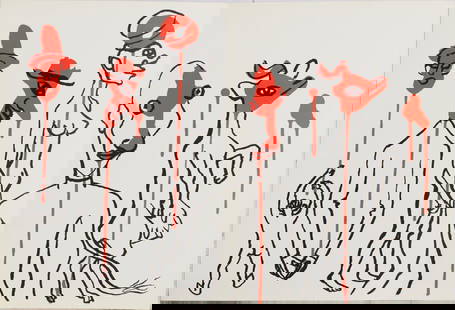 Alexander Calder, Composition, Derrière le miroir, Limited Edition Lithograph: Lithograph on v&#233;lin paper. Paper Size: 15 x 22 inches. Excellent condition, with centerfold, as issued. Inscription: Unsigned and unnumbered, as issued. Notes: From Derri&#232;re le miroir, N&#17