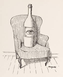 René Magritte, Composition, Dix dessins de René Magritte, Limited Edition Lithograph: Offset Lithograph on v&#233;lin du Marais paper. Paper Size: 11 x 8.25 inches. Inscription: Unsigned and unnumbered, as issued. Notes: From the volume, Po&#232;mes 1923-1958. Dix dessins de Ren&#233;