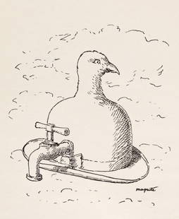 René Magritte, Composition, Dix dessins de René Magritte, Limited Edition Lithograph: Offset Lithograph on v&#233;lin du Marais paper. Paper Size: 11 x 8.25 inches. Inscription: Unsigned and unnumbered, as issued. Notes: From the volume, Po&#232;mes 1923-1958. Dix dessins de Ren&#233;