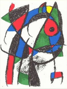 Joan Miró, Composition, (Cramer 198; Mourlot 1043), Joan Miró Lithographs, Limited Edition: Lithograph on vélin paper. Inscription: Unsigned and unnumbered. Paper Size: 12.5 x 9.25 inches. Excellent condition. Notes: From the volume, Joan Miró Lithographs, Volume II, 1975. Publishe