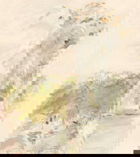 Berthe Morisot, Les Tuileries, Berthe Morisot Seize Aquarelles, Limited Edition Lithograph: Lithograph and stencil on v&#233;lin du Marais paper. Paper Size: 15 x 11 inches. Excellent condition. Inscription: Unsigned and unnumbered, as issued. Notes: From the folio, Berthe Morisot Seize Aqua