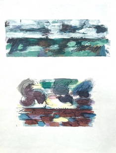 Jean Bazaine, Composition, Derrière le miroir, Limited Edition Lithograph: Lithograph on v&#233;lin paper. Paper size: 15 x 11 inches. Excellent condition. Inscription: Unsigned and unnumbered, as issued. Notes: From Derri&#232;re le miroir, N&#176; 121-122, 1960. Published