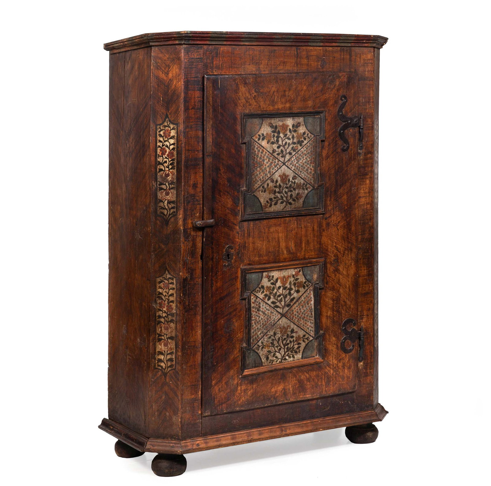 Northern Europe Folk-Art Painted Antique Wardrobe Cabinet (1 of 20)